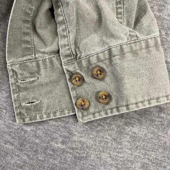 Cabelas Mens XL Safari Button Up Zip Pockets Utility Shirt Olive Hunting Roll up - Picture 6 of 10
